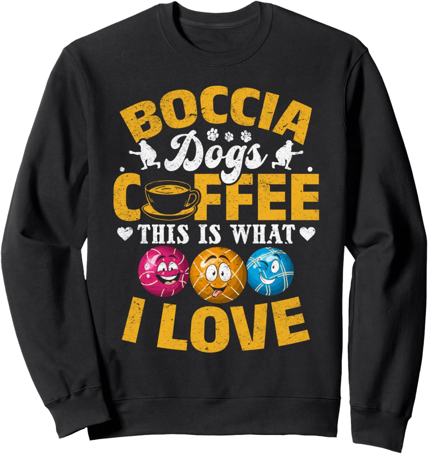 

Футболка с надписью «Бочче, собаки, кофе, вот что я люблю» Bocce Ball Player & Dog Lover Boccia Player, черный