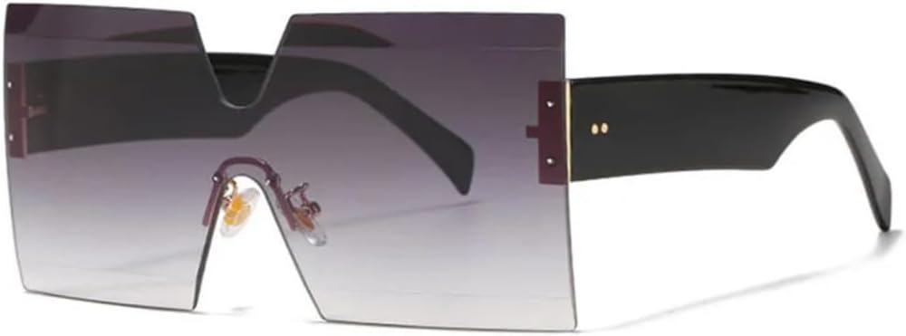 

Цельные безободковые солнцезащитные очки большого размера для женщин и мужчин, роскошные, винтажные, популярные, с заклепками, защита от УФ-излучения UV400 HHZZYVY, Gray