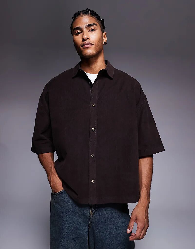 

Объемная детская вельветовая рубашка ASOS DESIGN свободного кроя коричневого цвета