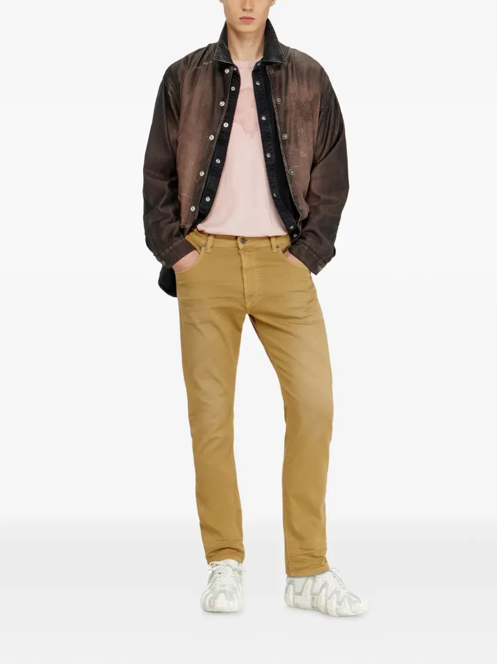 Джинсы D-Krooley-BW Joggjeans зауженного кроя Diesel, бежевый — фото 2
