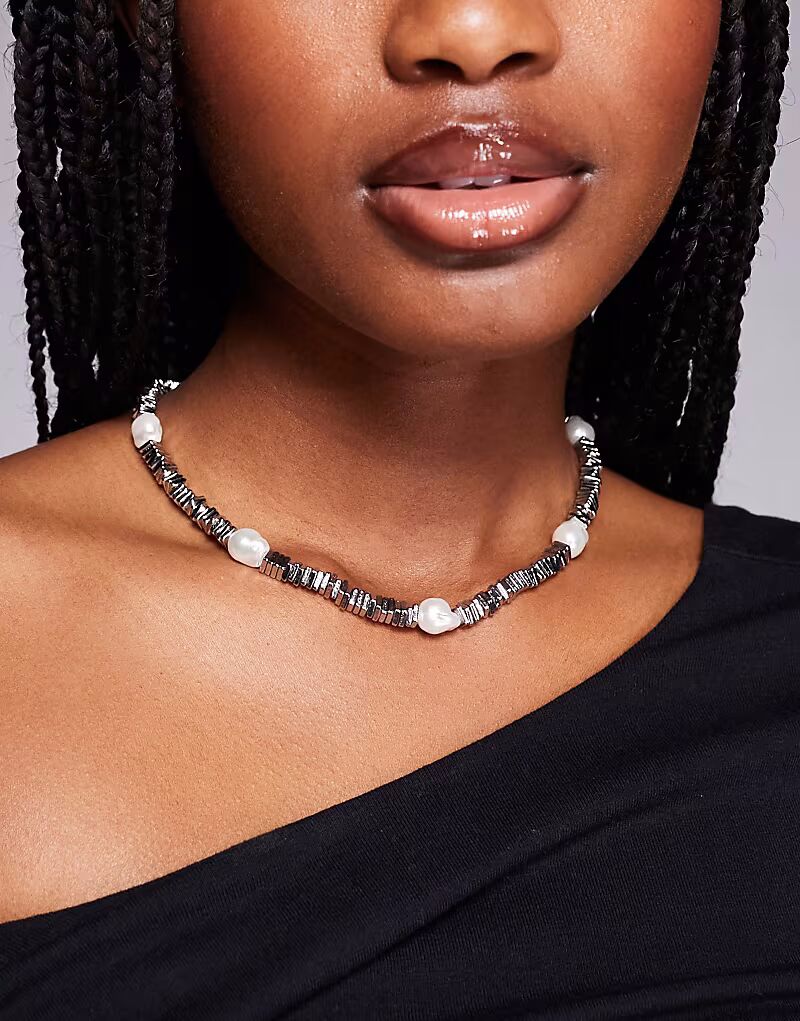 

Колье Amelinna из массивной цепочки с жемчугом в серебре Aldo