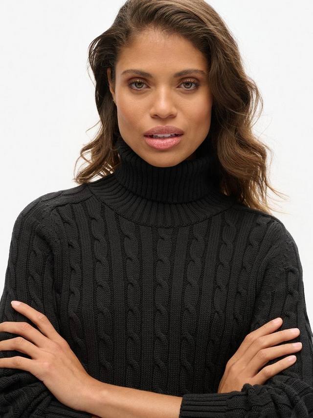 Свободный свитер с кабельным узором и воротником-хомутом Superdry, Dark Charcoal Grey — фото 4