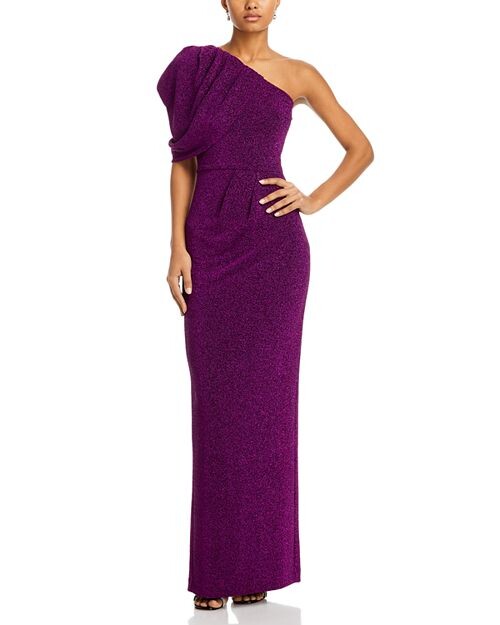 

Платье на одно плечо цвета металлик Egan Black Halo, цвет Purple