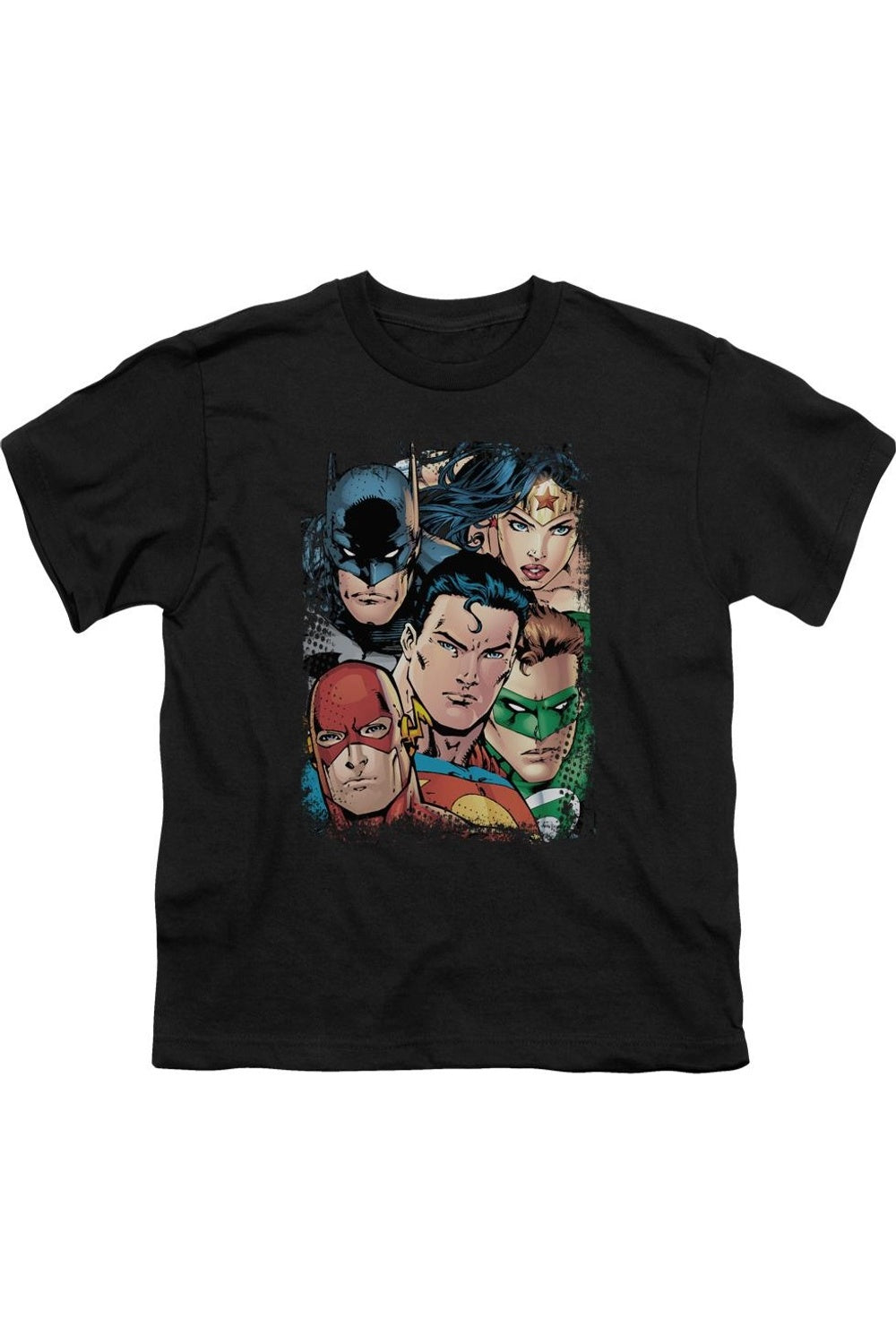 

Футболка с коротким рукавом для детей "Лига справедливости Америки: крупным планом" Gildan, черный