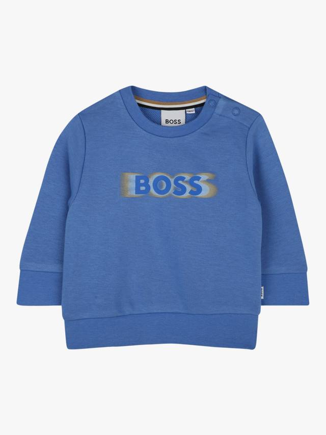

Хлопковая флисовая толстовка с логотипом boss baby HUGO BOSS, темно-синий