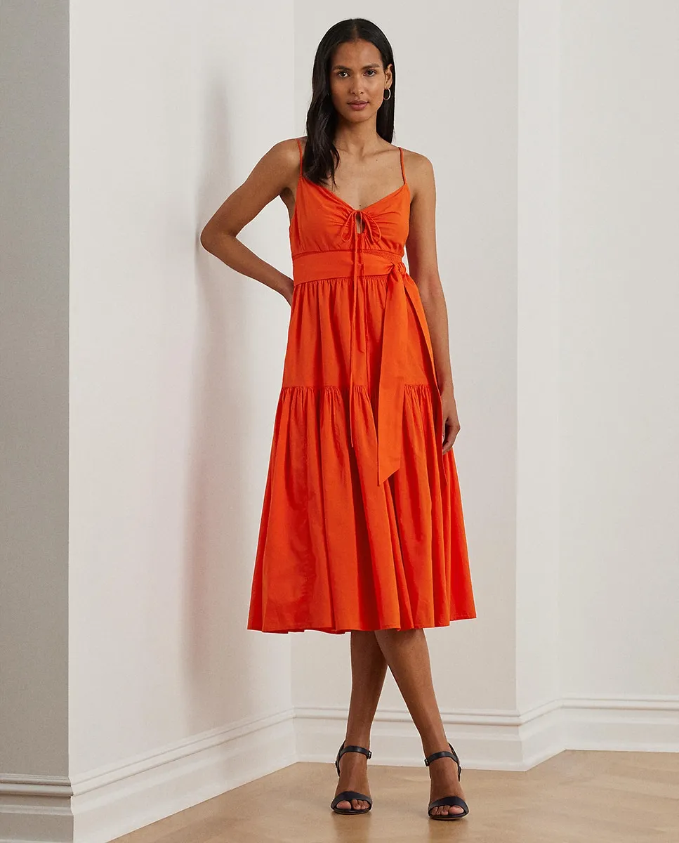 

Длинное хлопковое платье на бретелях Lauren Ralph Lauren, оранжевый