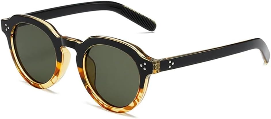 

Круглые прозрачные солнцезащитные очки UV400 в стиле панк с заклепками для женщин и мужчин, для занятий спортом на открытом воздухе и верховой езды UYPTK, Black Amber Green