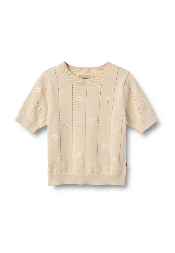 Футболка Malvina print t-shirt Wheat, 9731, цвет песочный с белыми цветами
