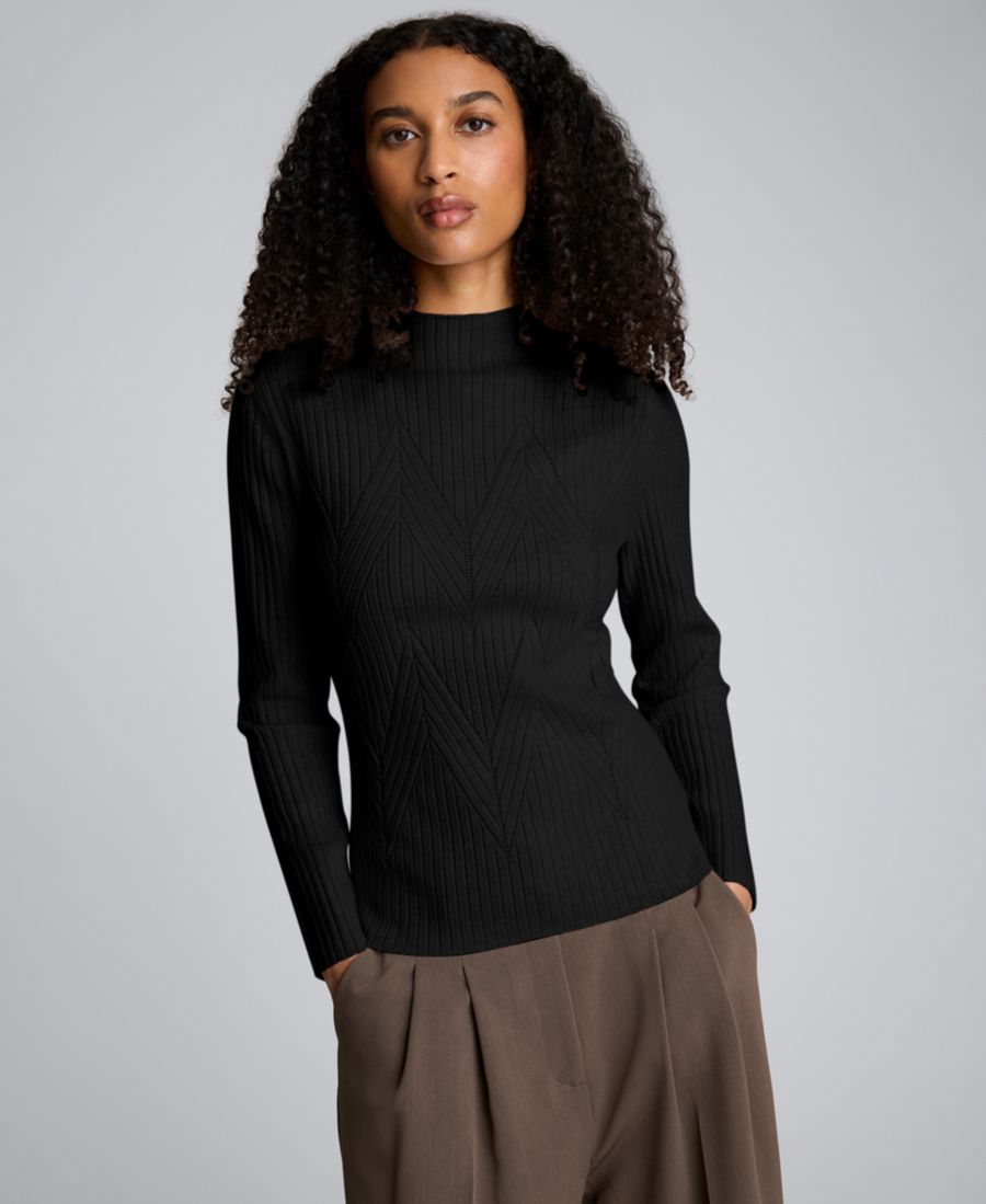 

Женский свитер с длинными рукавами и узором шеврон большого размера Kenneth Cole, Black