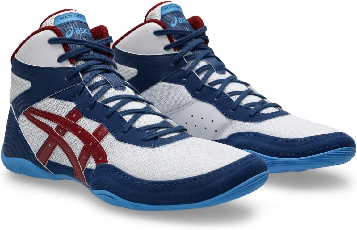 Мужские борцовские кроссовки Asics Matflex 7, белый/красный — фото 2
