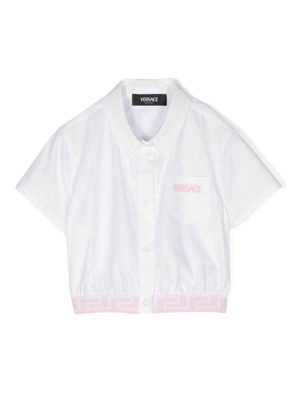 

Рубашка с вышитым логотипом Versace Kids, белый