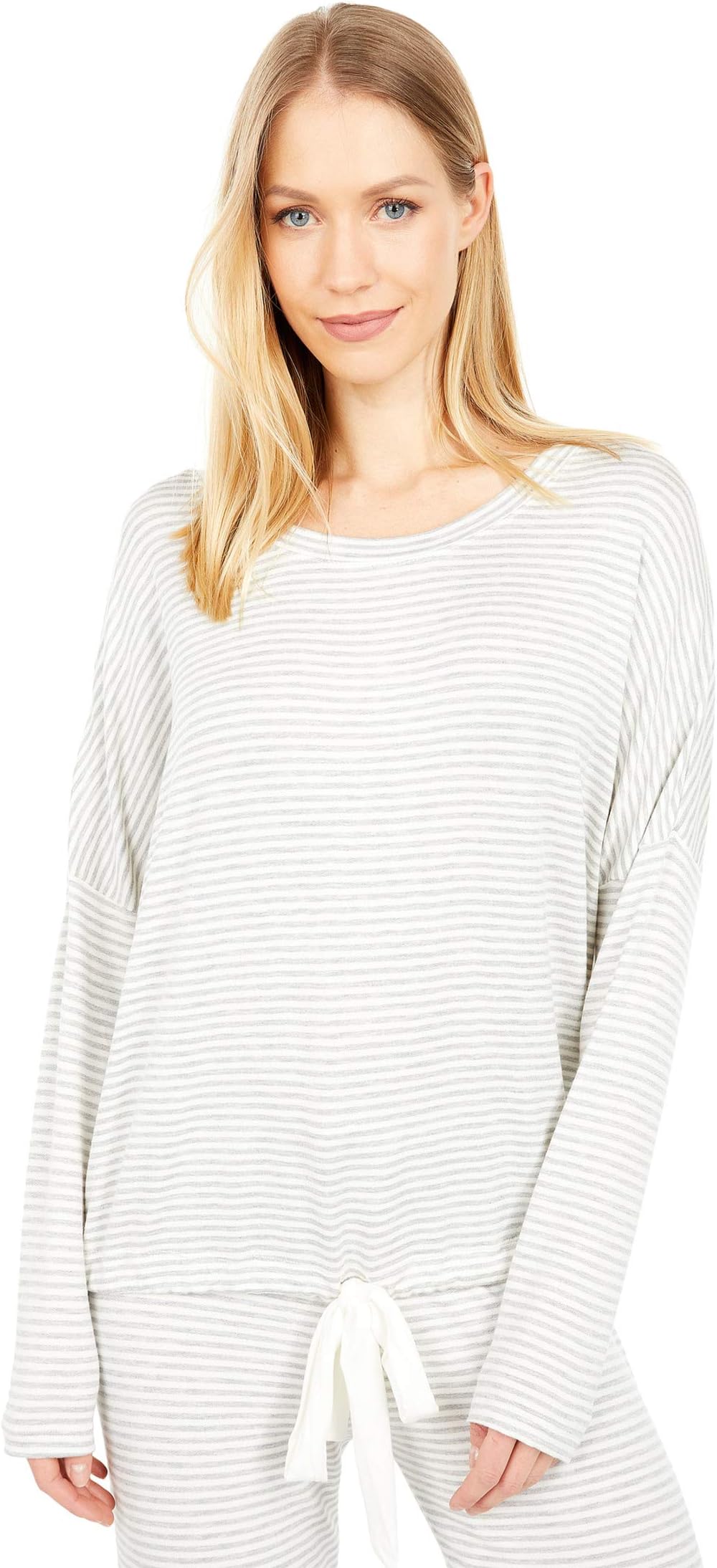 

Домашний топ Eberjey Sadie Stripes Slouchy Top, цвет Heather Grey/White