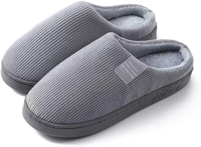 

Женские и мужские нескользящие удобные теплые хлопковые домашние тапочки Zonkacen, серый