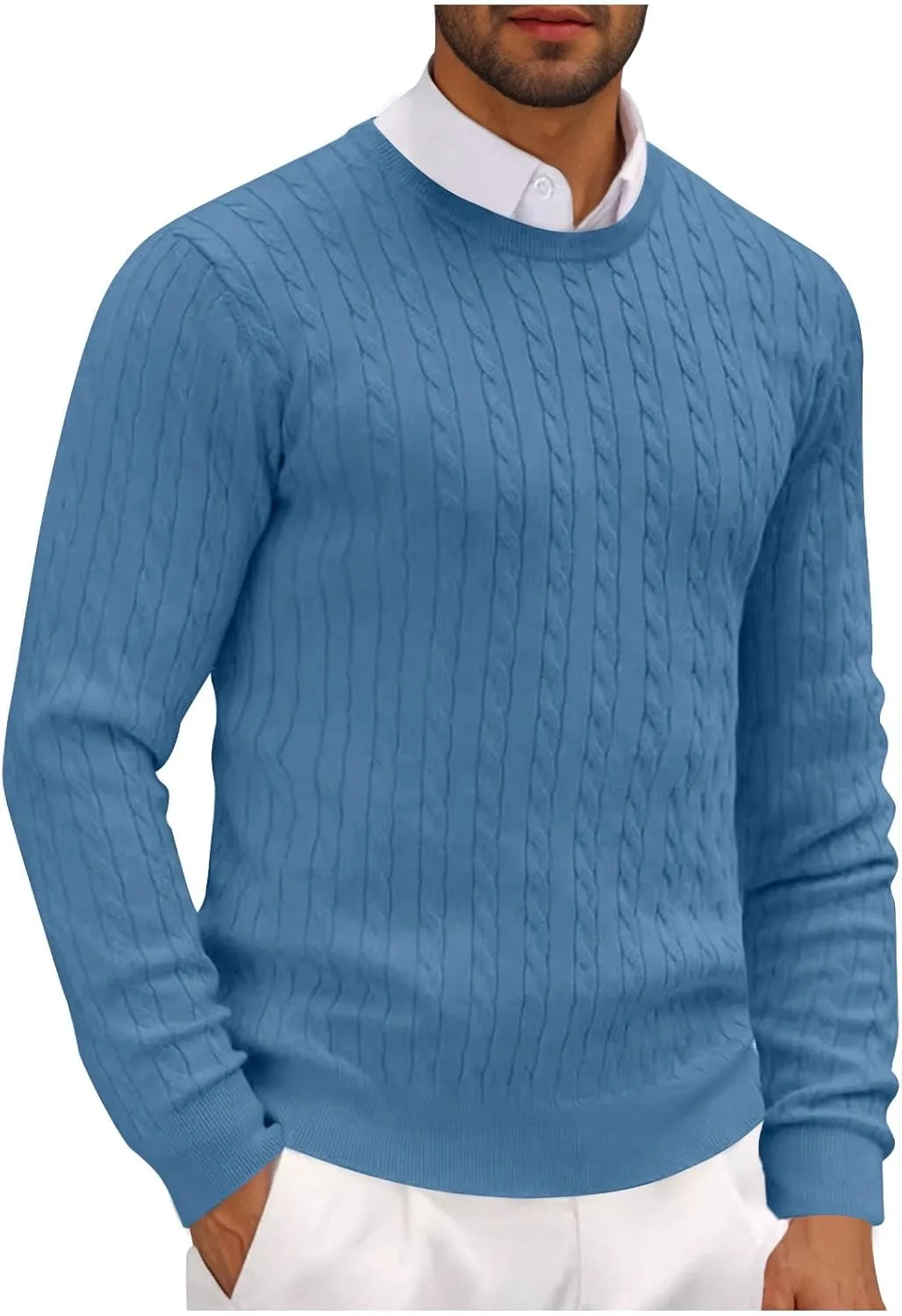 

Мужской свитер с круглым вырезом Basic Slim Fit