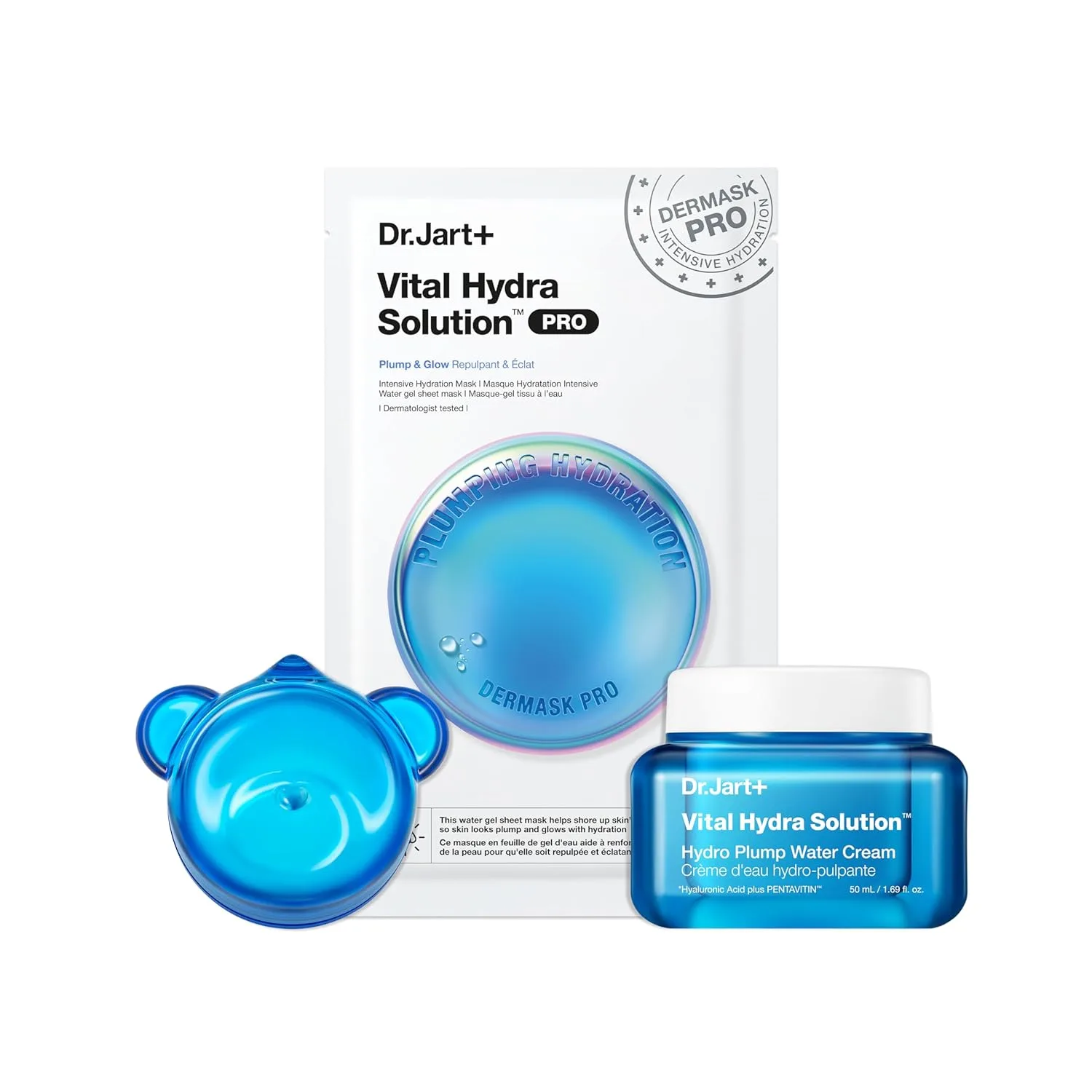 Dr.Jart+ Vital Hydra Solution Trio для стеклянной кожи - маска для лица, водяной крем и маска для губ Jelly Bear