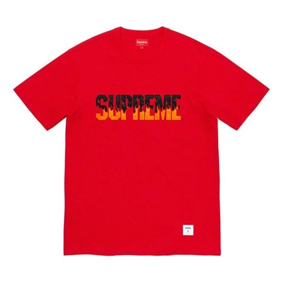 

Футболка fw19 week 1 flame s/s top logo short sleeve red Supreme, красный