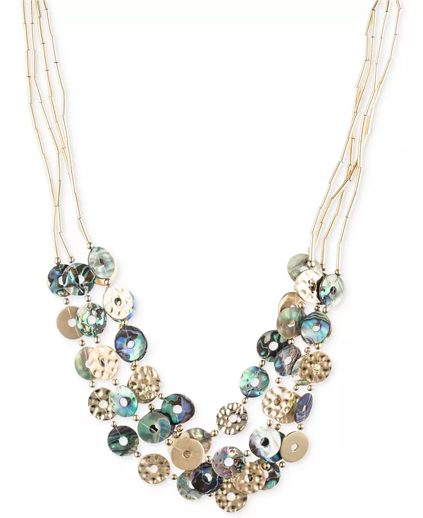 

Многодисковое ожерелье-воротник из золотистой трубчатой цепочки Lonna & Lilly, gold