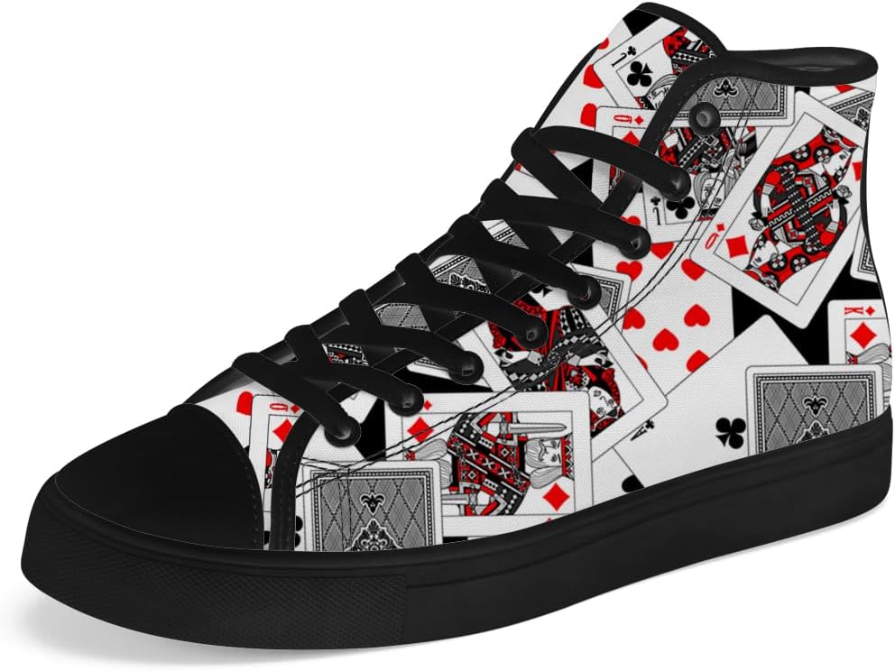 

Кеды Chebing Poker High Top из холщовой ткани с рисунком карт, высокие кеды на шнуровке, повседневная обувь, подарок для мужчин и женщин, белый
