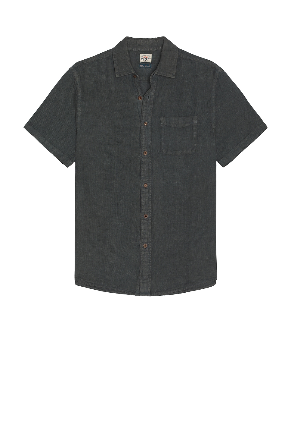 

Рубашка из льна с коротким рукавом Faherty, washed black basketweave