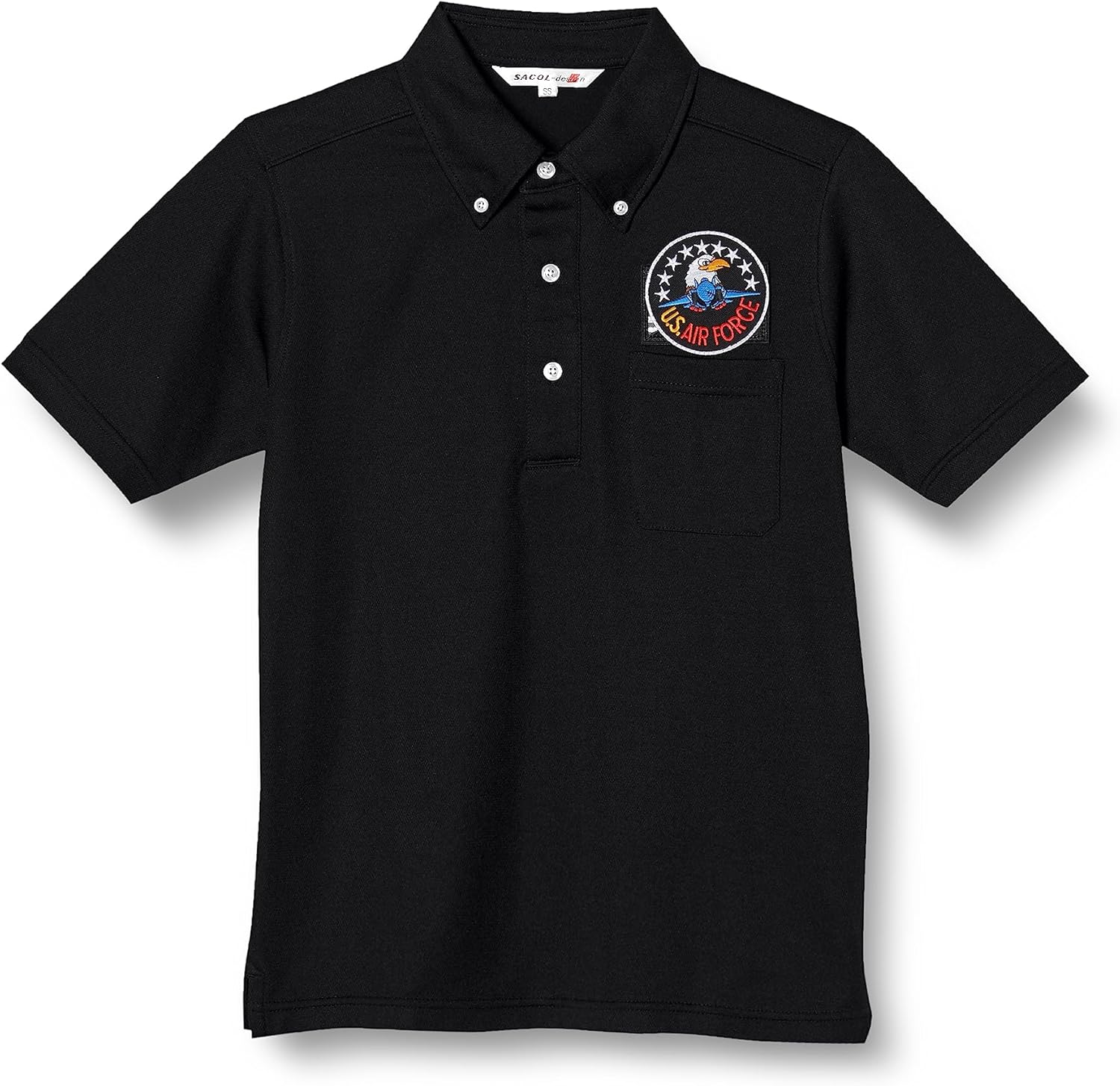 

Поло-рубашка F-Style F-SD021123 с коротким рукавом, украшенная гербом армии США, впитывает пот, быстро сохнет, имеет карманы и застежку на пуговицах, черная