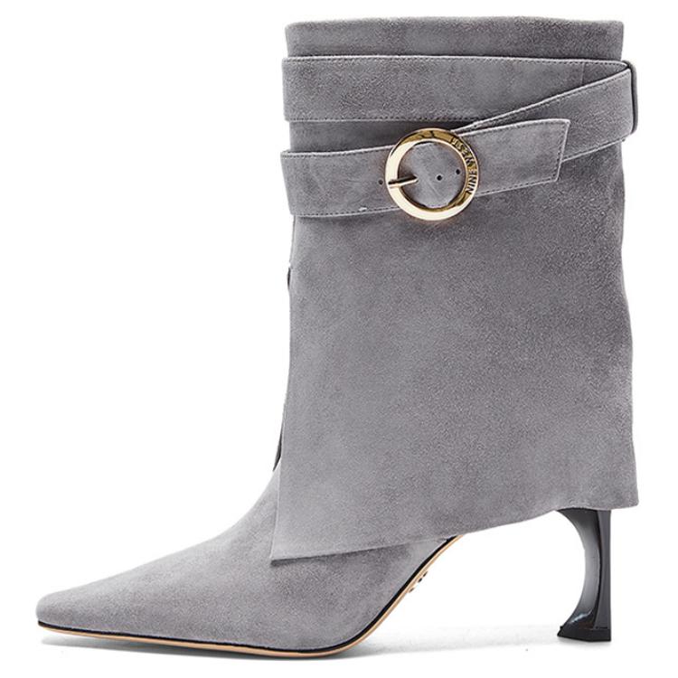 NINE WEST Женские ботильоны на каблуке 8 см темно-серые, цвет Dark Gray