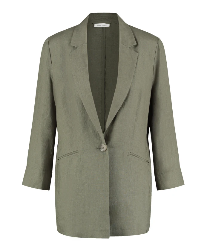 

Льняной блейзер с рукавами 3/4 и разрезом сзади. Gerry Weber, зеленый