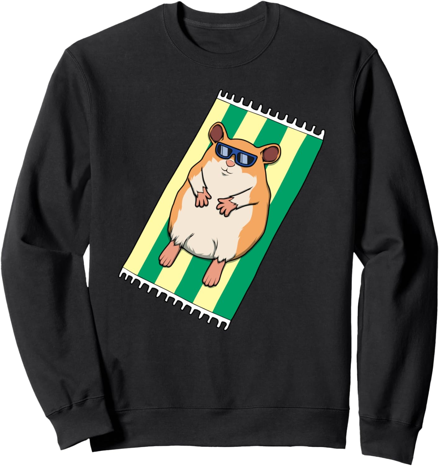 

Забавный мультяшный хомяк, загорающий на солнце, милая толстовка с изображением расслабляющего животного Sunny Animal Vibes - Hamster Edition, черный