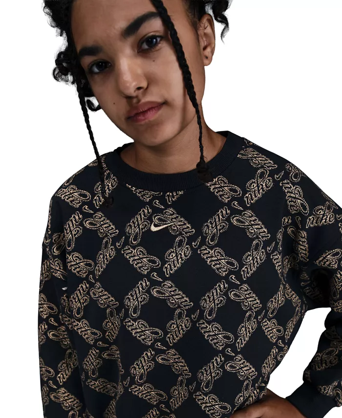 

Большие размеры флисовая оверсайз толстовка Nike, черный