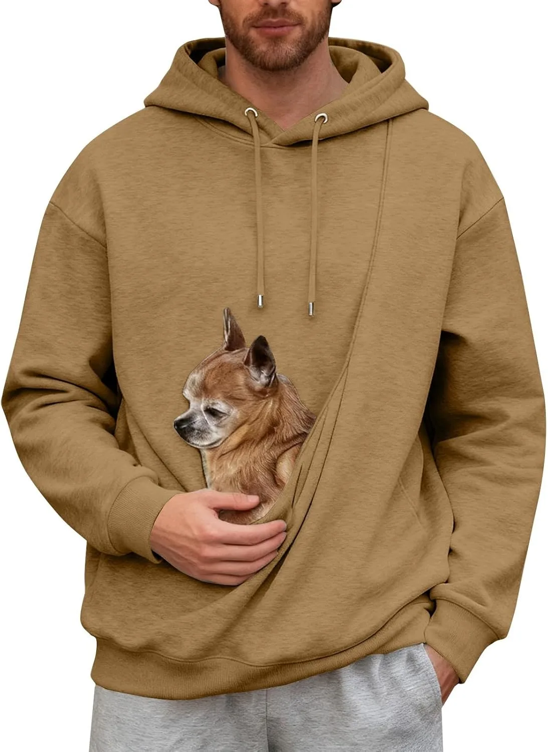 

Мужской худи с капюшоном на шнурке, оверсайз, с карманом-кенгуру