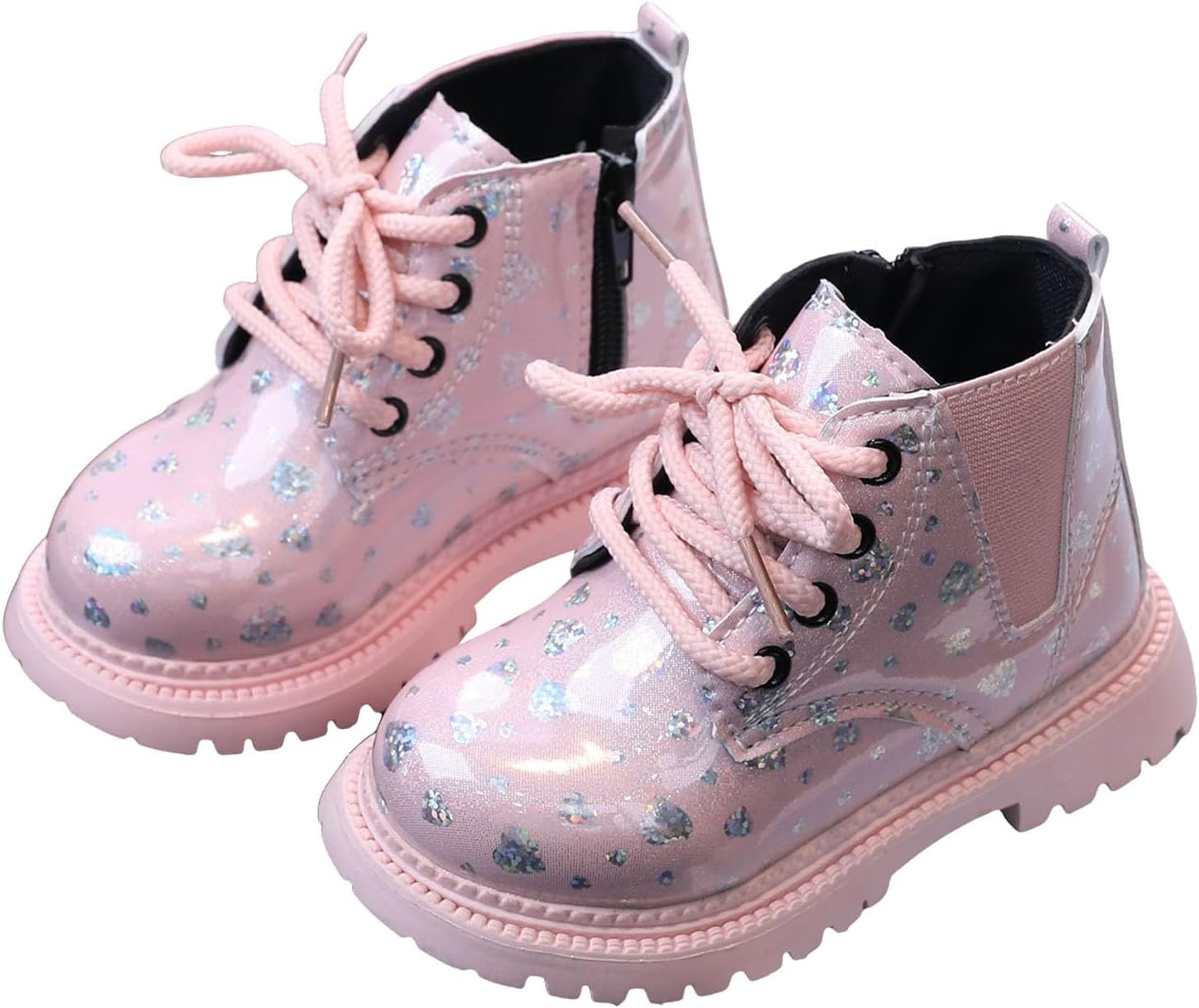 

Детские ботинки IWIHMIV для малышей, зимние ботинки для девочек, кожаные ботильоны с шнуровкой и молнией, зимние ботинки для верховой езды для девочек, Pink