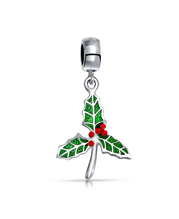

Рождественская подвеска-бусина с зеленым омелой и падубом из стерлингового серебра для браслетов Bling Jewelry, green