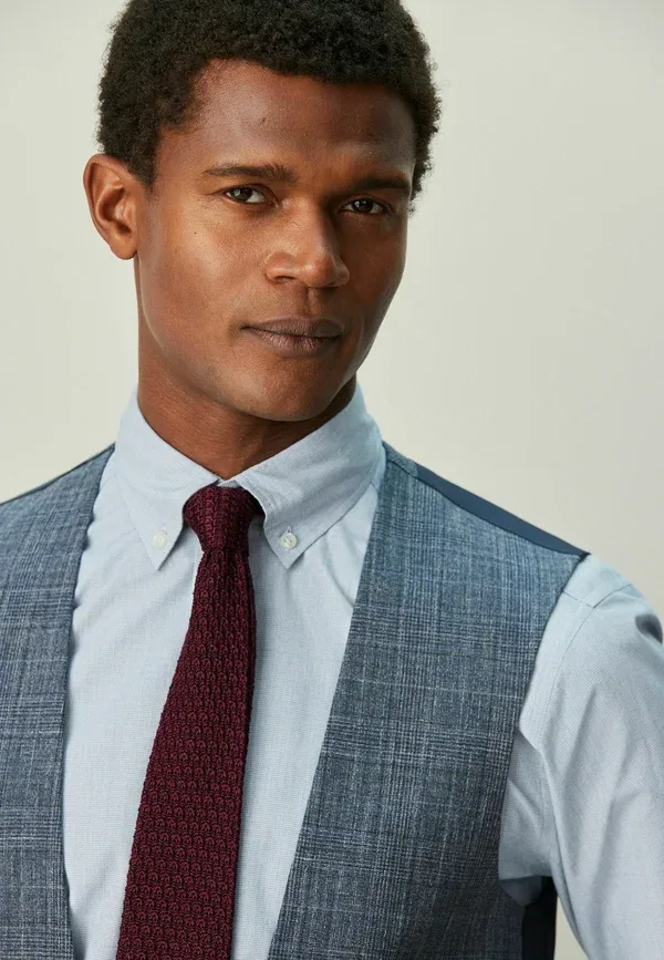 Жилет Regular fit trimmed check suit, Next, темно-синий — фото 3