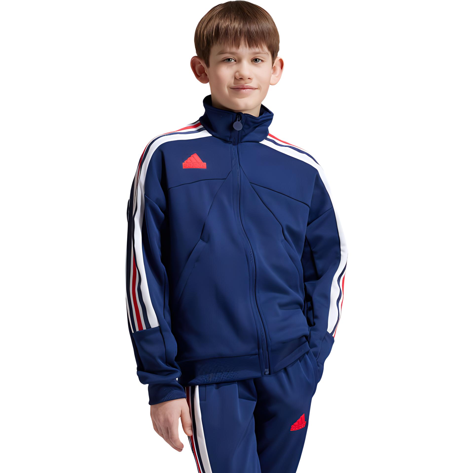 Куртка Adidas TIRO NATIONS PACK TRACK Синий/Белый/Светло-алый Подростковая — фото 4