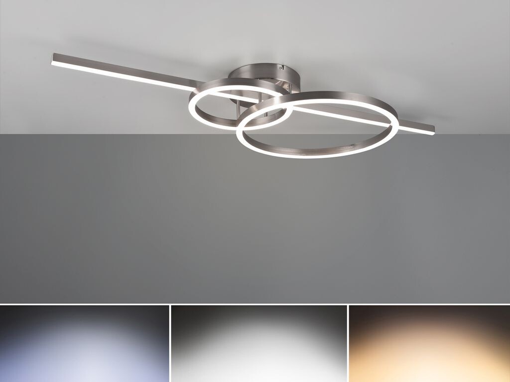 

Светодиодный потолочный светильник с регулируемой яркостью серебристого цвета с кольцами дистанционного управления ночником Ø 25 и 40 см TRIO