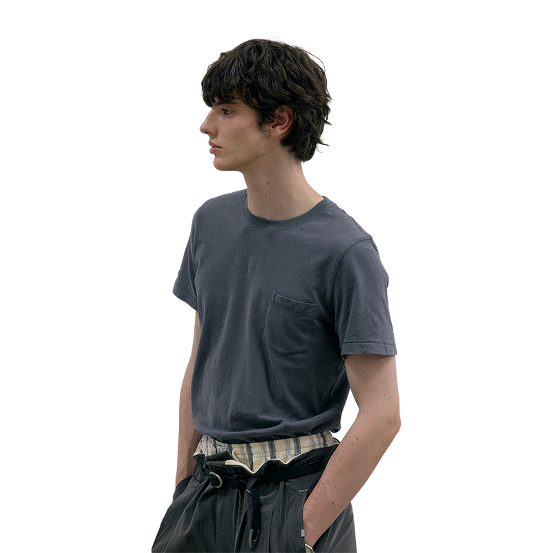 

Винтажная футболка с карманом Unisex C2H4, темно-серый