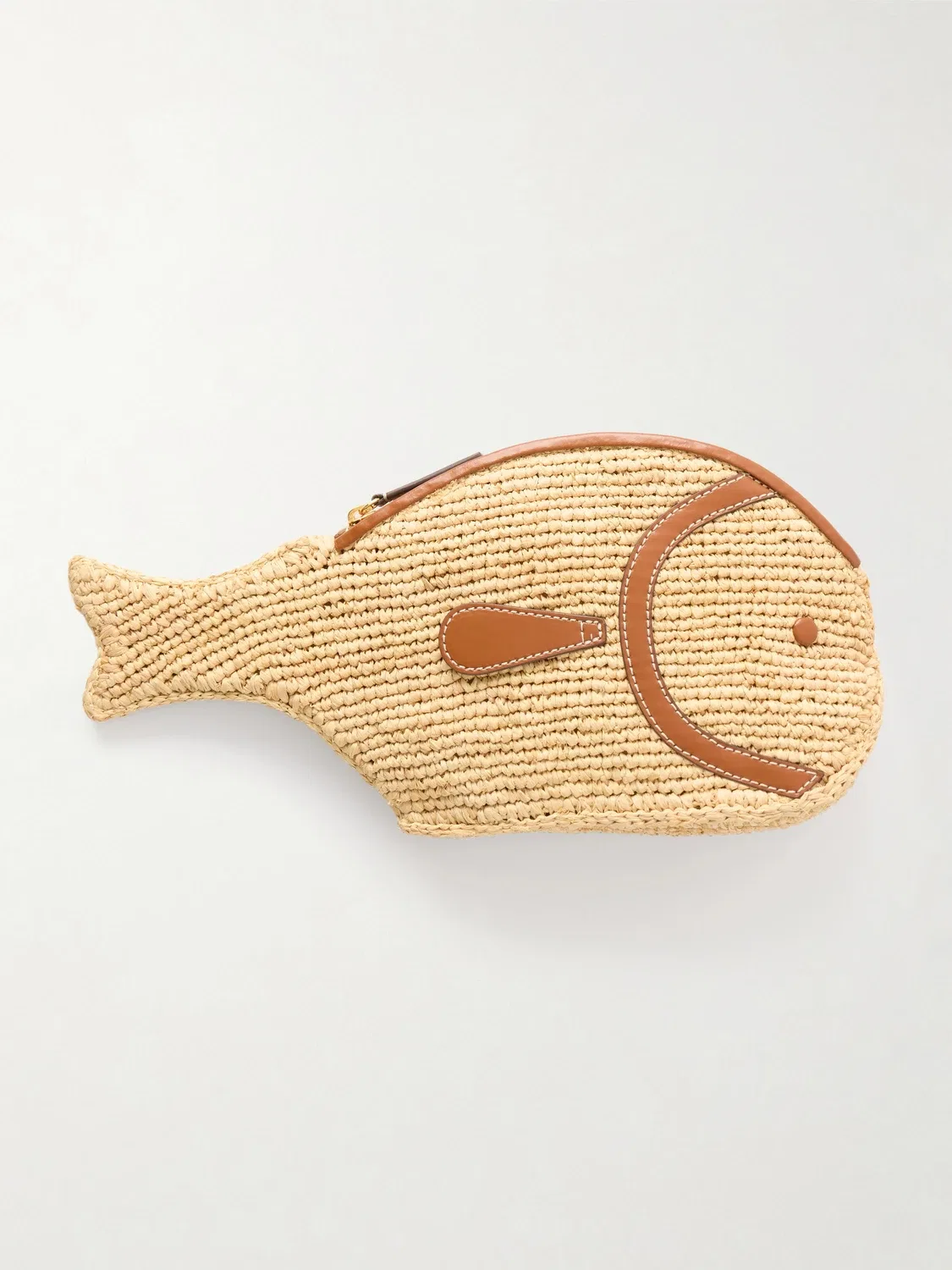 Клатч Pesce из рафии с отделкой из кожи STAUD, бежевый — фото 4