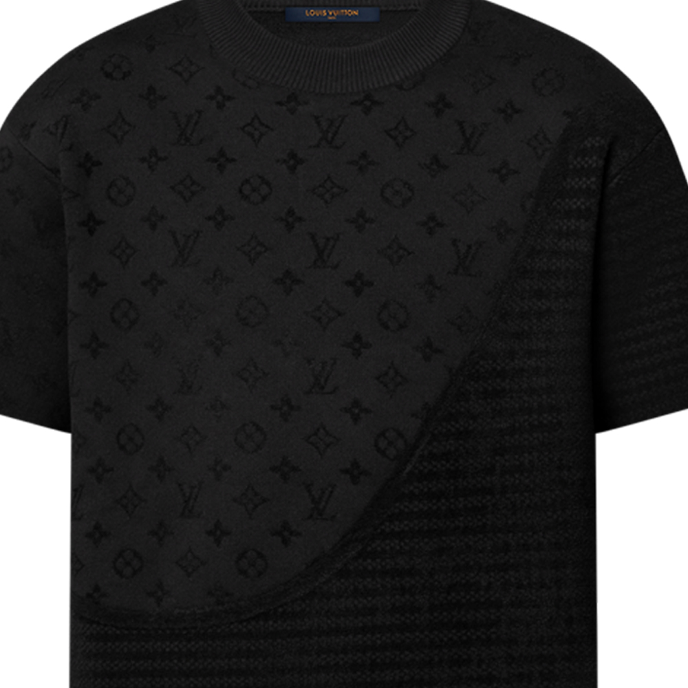 Графический жаккардовый короткий рукав Lv LOUIS VUITTON, черный — фото 4