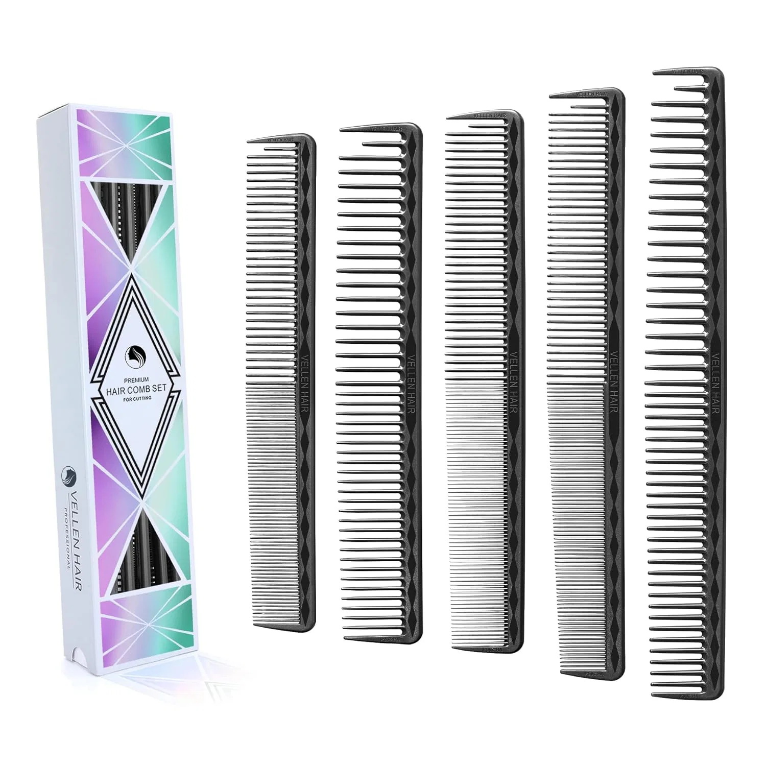 Набор профессиональных расчесок Vellen Hair (5 шт.) Vellen Hair, Black