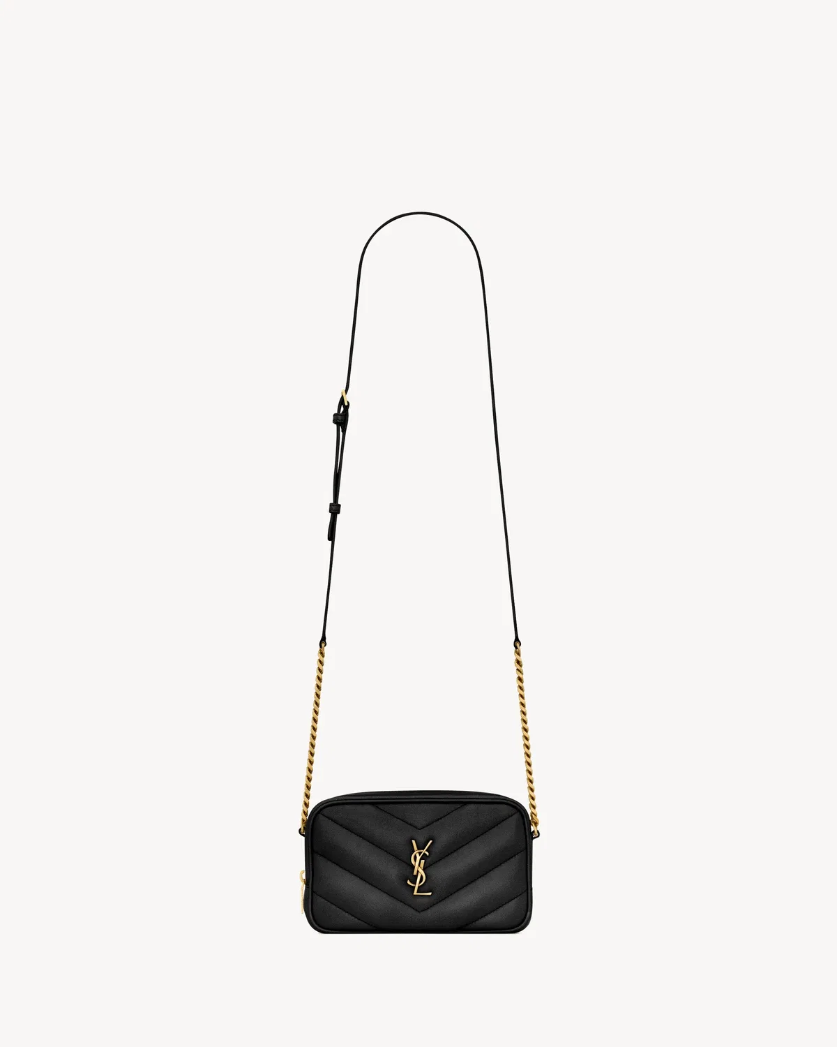 Мини-сумка-камера LOULOU из ягнячьей кожи SAINT LAURENT, черный