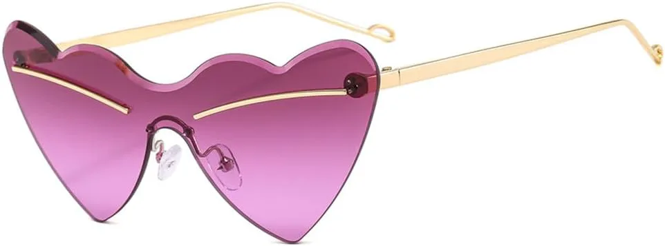 

Солнцезащитные очки в стиле панк без оправы с сердечками, новые, для женщин и мужчин, в комплекте одна пара, черные, с защитой от УФ-излучения UV400 generic, 4