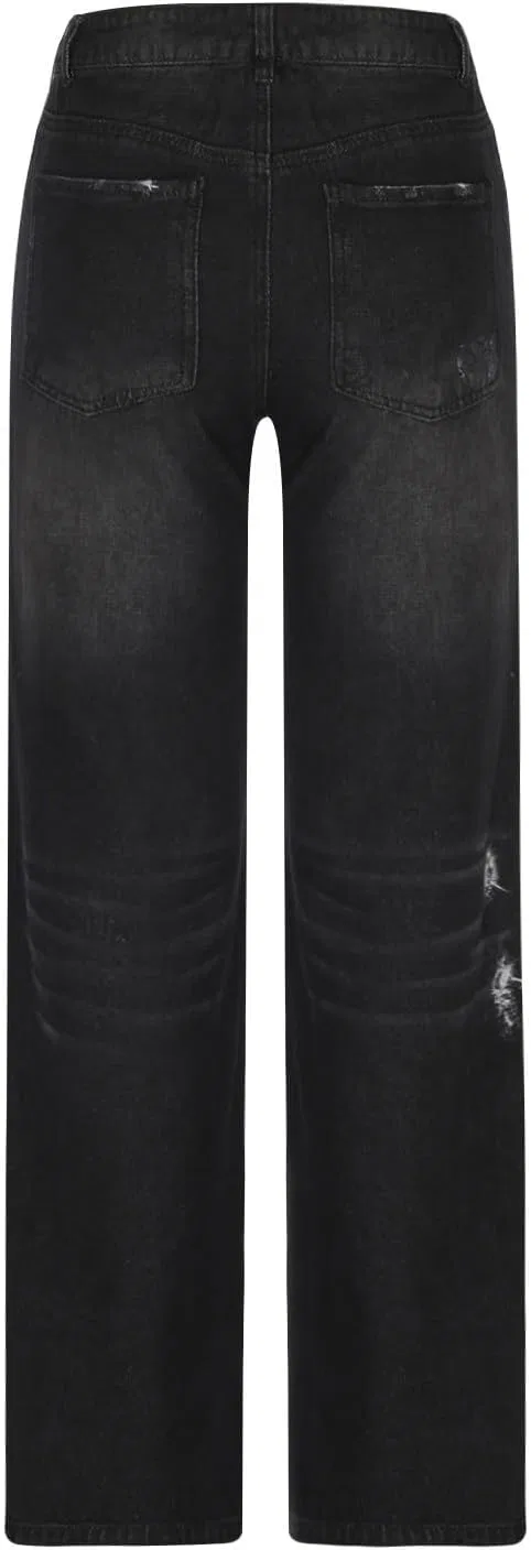 Женские джинсы Wide Leg High Waisted летние повседневные деним штаны Fashion Going Out Streetwear Y2k с карманами Generic, черный — фото 4