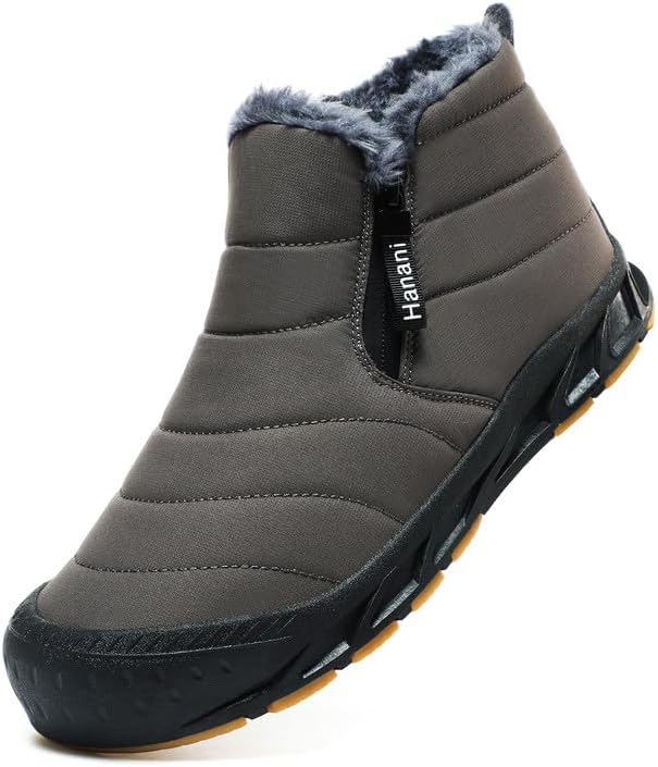

Мужские зимние ботинки Hanani Mens Snow, водонепроницаемые, с меховой подкладкой, теплые ботинки до щиколотки, на молнии, удобные для прогулок и активного отдыха, темно-коричневый