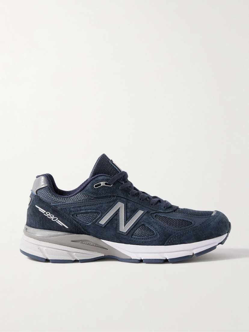 Кроссовки 990V4 из замши и сетки с кожаной отделкой New Balance, синий