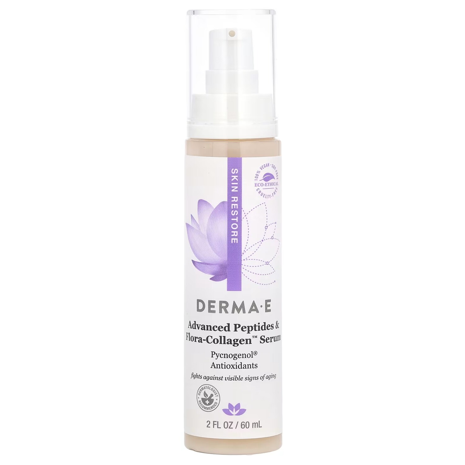 

DERMA E Advanced Peptides & Flora-Collagen Сыворотка, 2 жидких унции (60 мл)