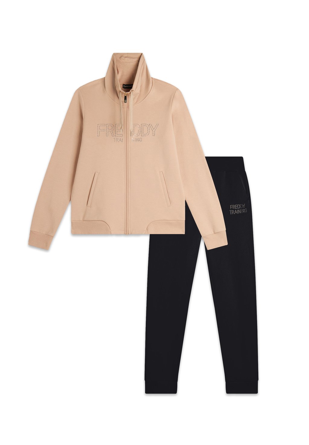 

Костюм CON ZIP E COLLO ALTO DECORATA DA BORCHIE SET Freddy, бежевый