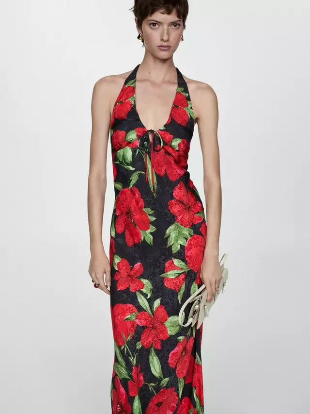 

Платье Mango Mati Floral Halterneck, черный