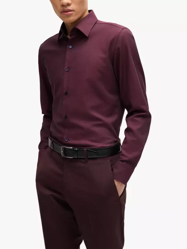 

Рубашка HUGO BOSS HUGO Heritage Cotton Slim Fit, цвет dark red