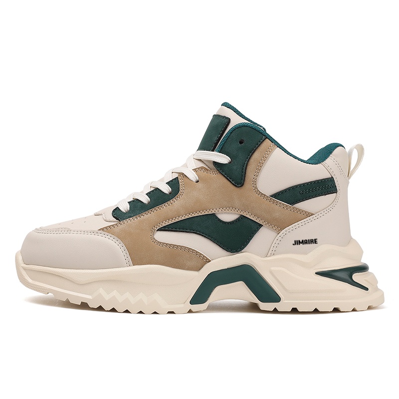 

King Jinmai Скользоустойчивые высокие кеды мужские бежево-зеленые, цвет Beige Green