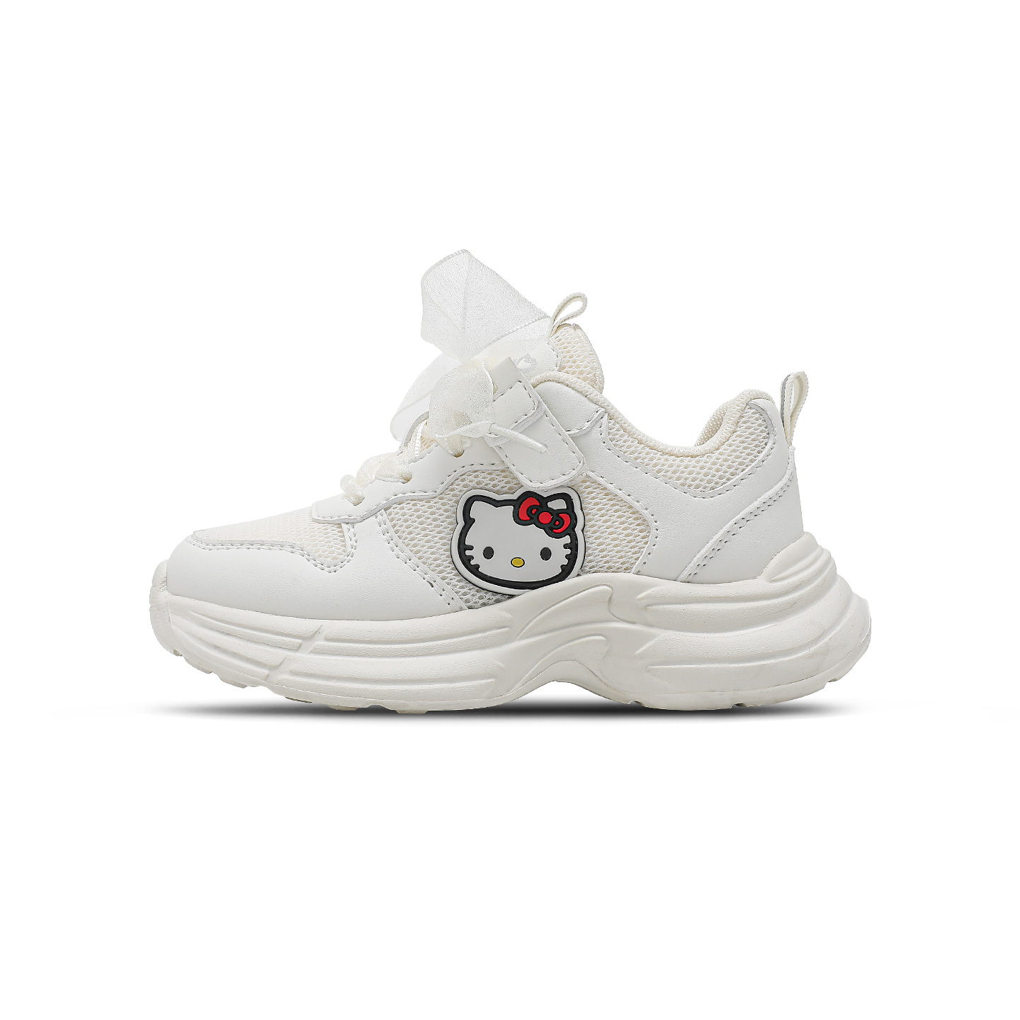 

Hello Kitty x Synthetic Leather, Textile Breathable Lightweight Cushioning Support Low top детские повседневные кроссовки Sanrio, белый