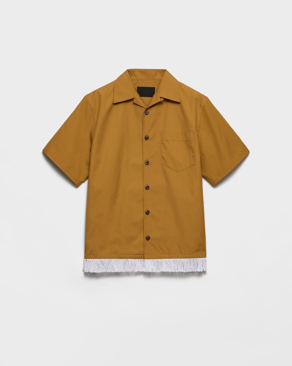 

Боулинг-рубашка с бахромой из хлопкового смешанного материала Prada, желтый